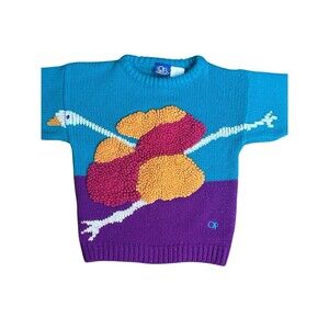 Vintage Ocean Pacific Knit Sweater Toddler Size M (5/6) Rare Retro Colorful HTF